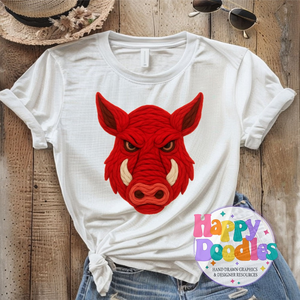 Hog Yarn Mascot Printable PNG Clipart - Happy Doodles Designs