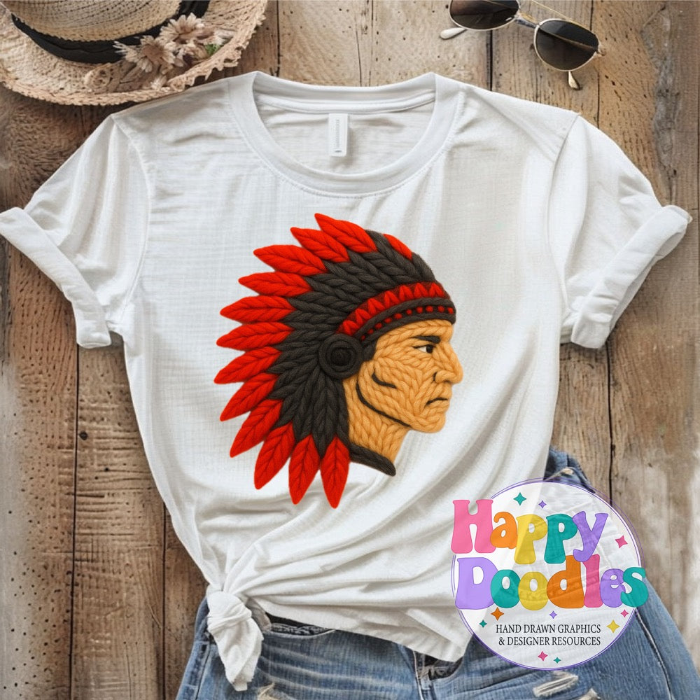 Indian Yarn Mascot High Resolution PNG Clip Art - Happy Doodles Designs