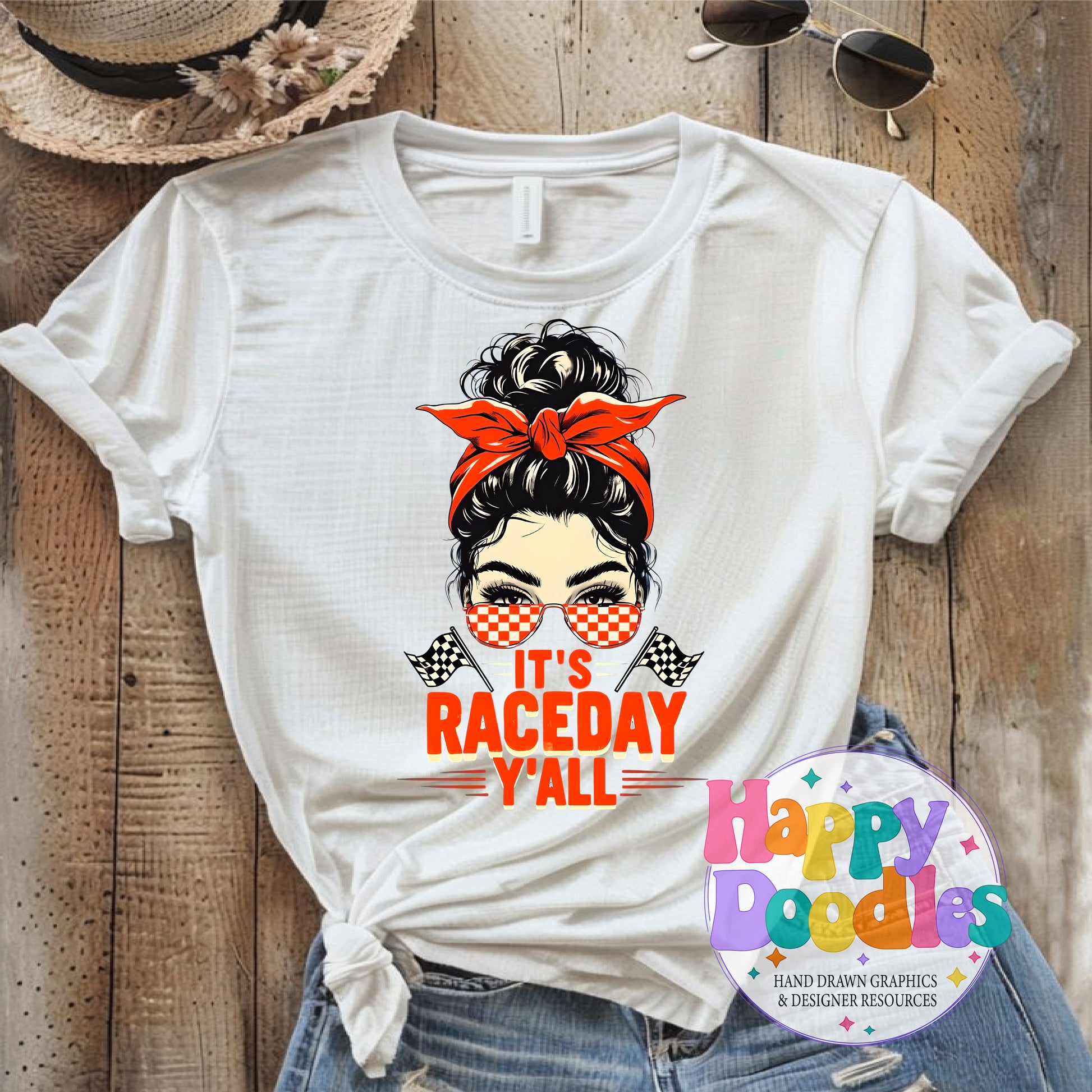 Its Raceday Yall DIY Printable T-Shirt Design - Happy Doodles Designs
