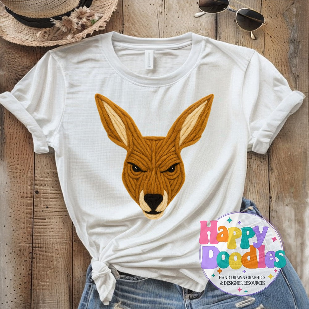 Kangaroo Yarn Mascot Printable PNG Clipart - Happy Doodles Designs