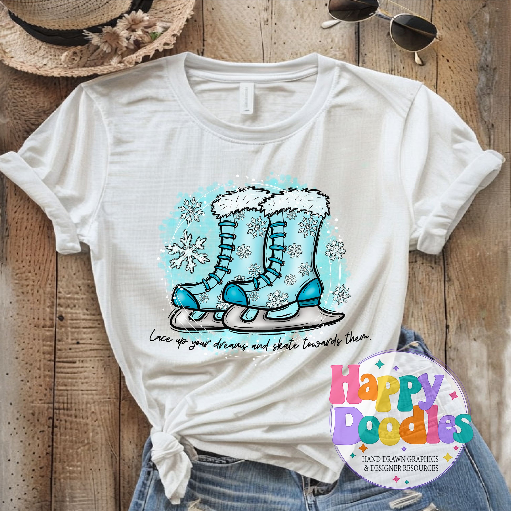 Lace Up Dreams Printable PNG for Sublimation & Crafts - Happy Doodles Designs