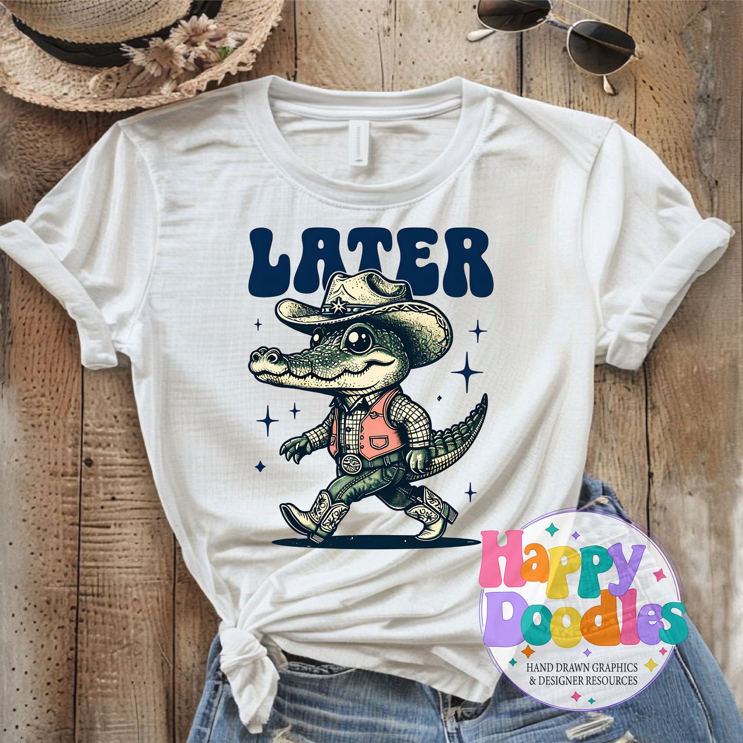 Later Gator Western DIY Printable T-Shirt Design - Happy Doodles Designs
