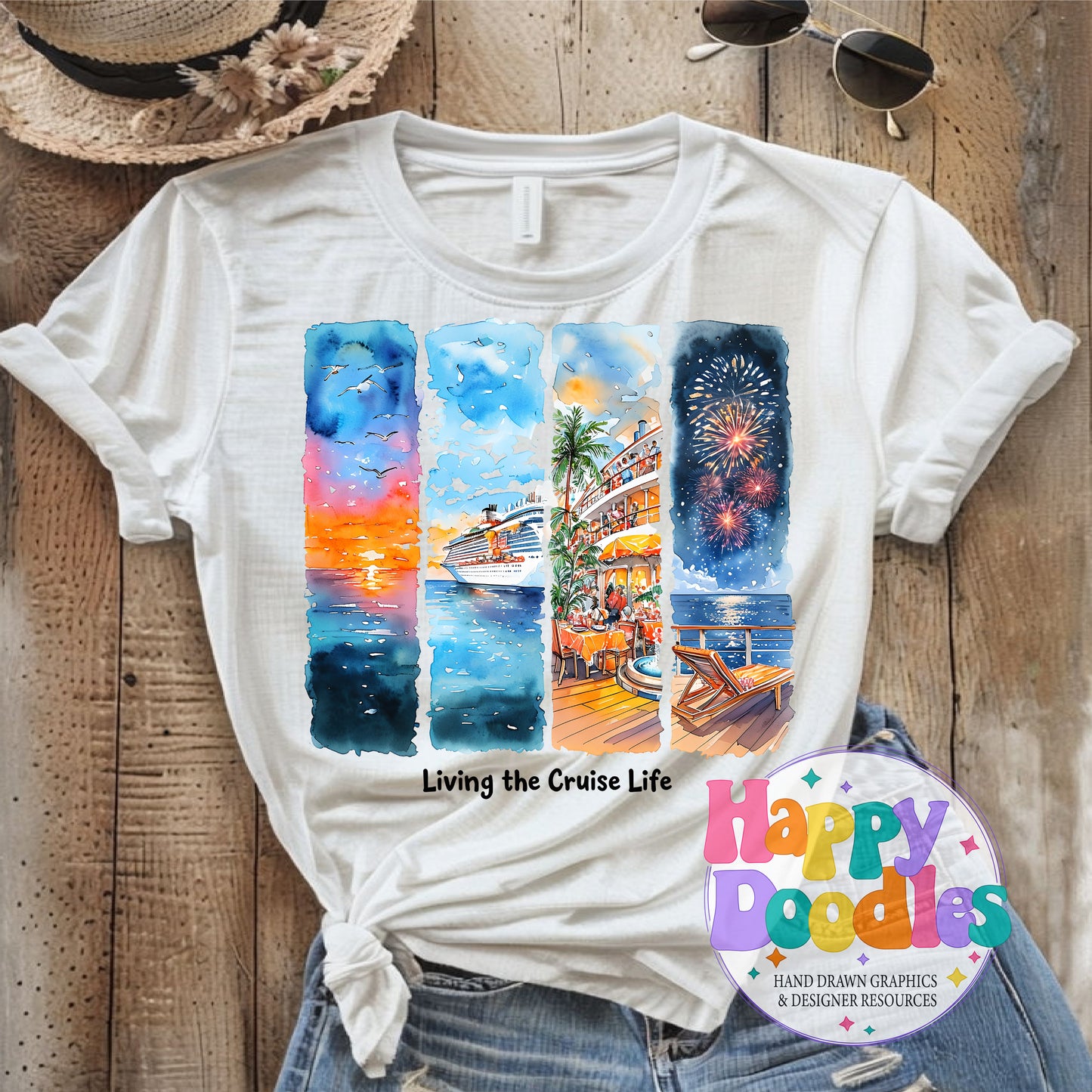 Living the Cruise Life Paint Swatches High Resolution Printable PNG - Happy Doodles Designs