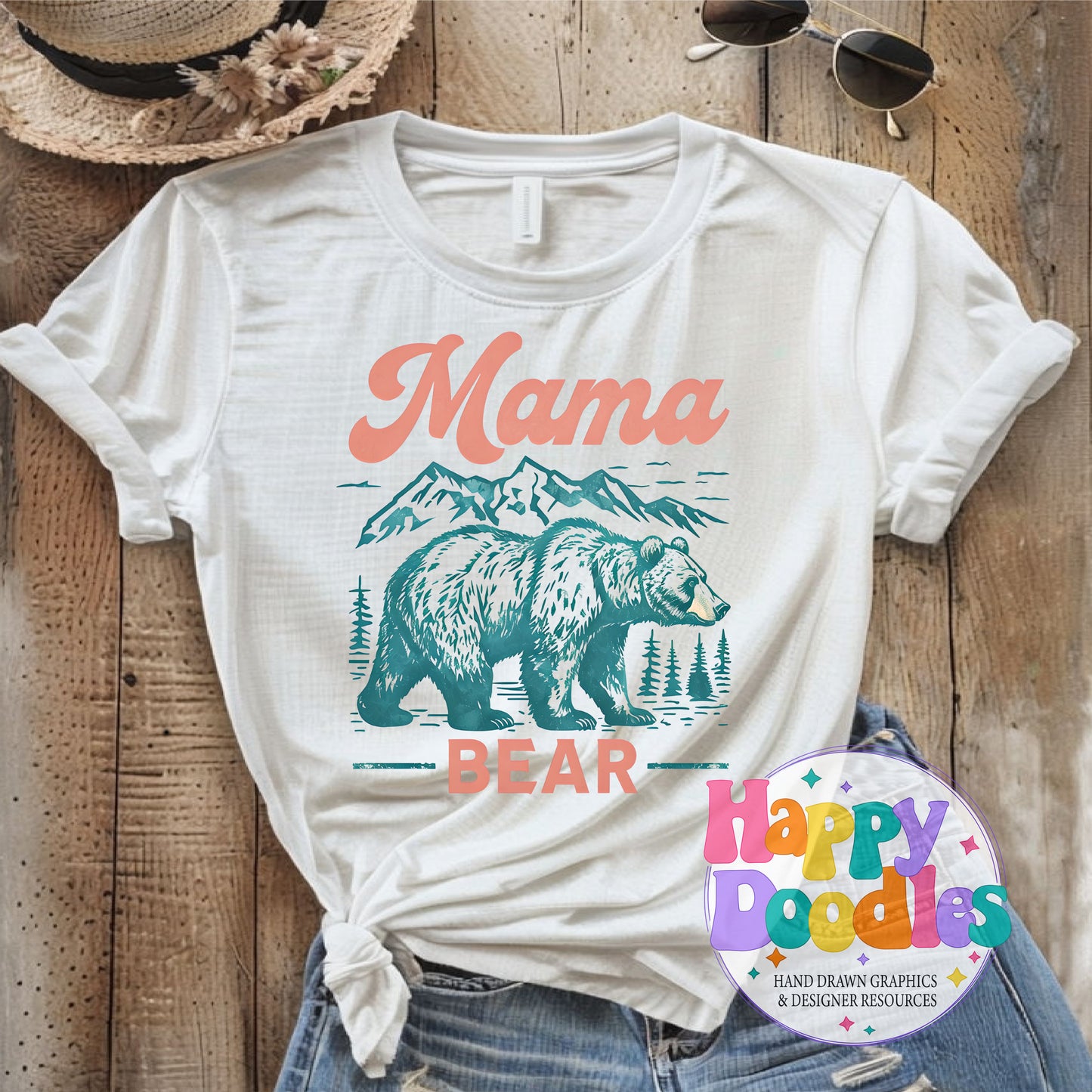 Mama Bear Printable PNG for Sublimation & Crafts - Happy Doodles Designs