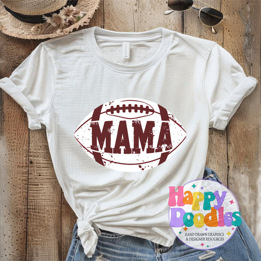 Mama Football Distressed T-Shirt Printable PNG Download - Happy Doodles Designs