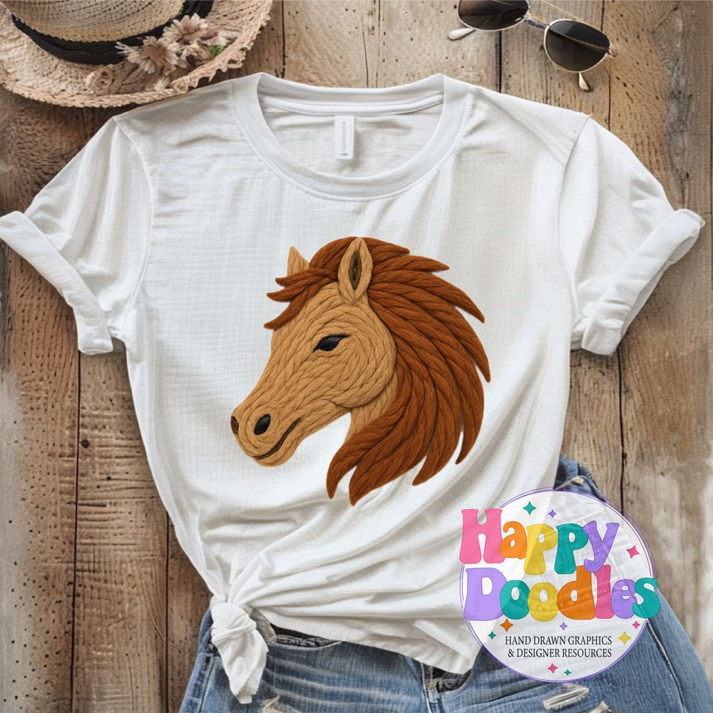 Mustang Yarn Mascot High Resolution PNG Clip Art - Happy Doodles Designs