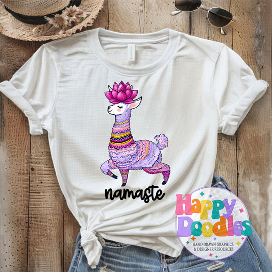 Namaste Llama T-Shirt Printable PNG Download - Happy Doodles Designs