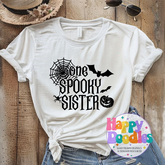 One Spooky Sister SVG | Cute Halloween Family SVG for Crafts
