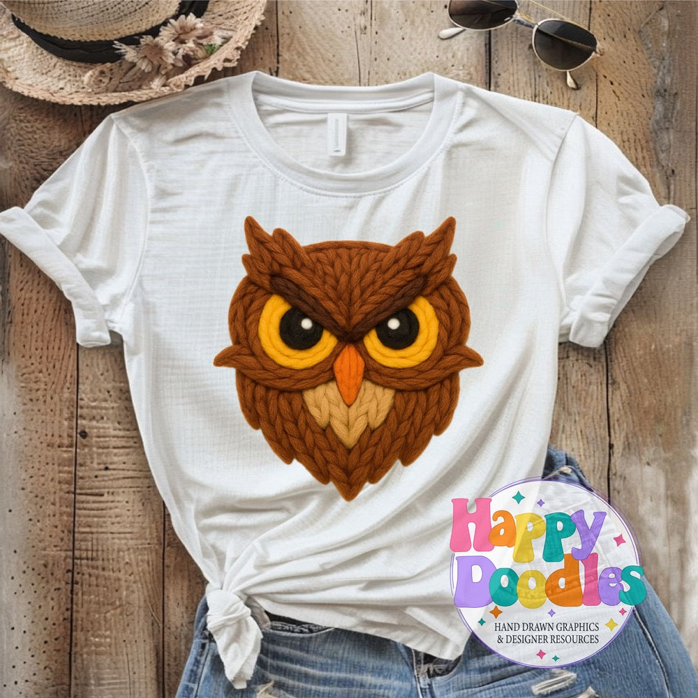 Owl Yarn Mascot Printable PNG Download - Happy Doodles Designs