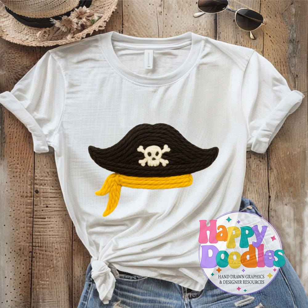Pirate Yarn Mascot Printable PNG Download - Happy Doodles Designs