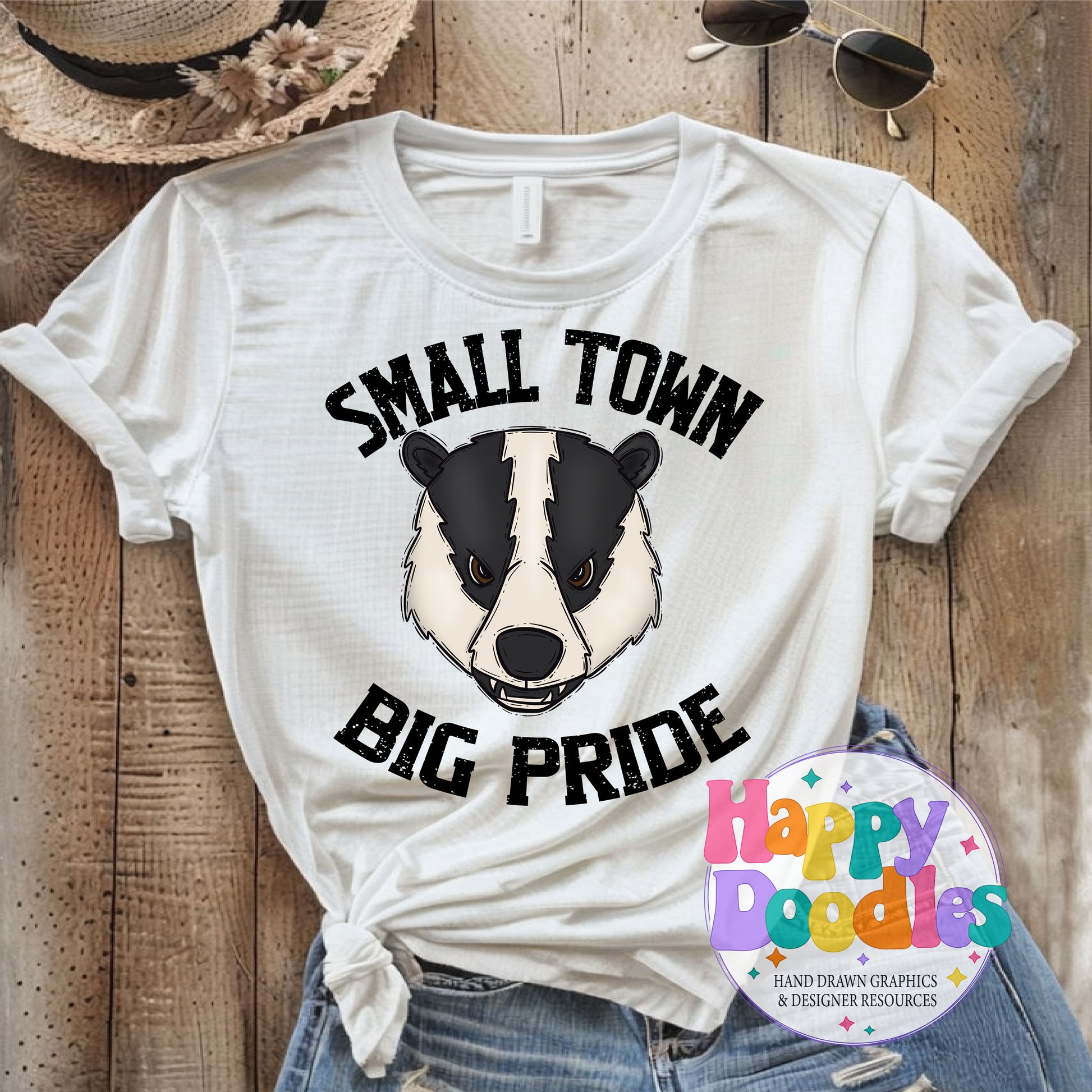 Small Town Big Pride Badger DIY Printable PNG - Happy Doodles Designs