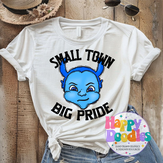 Small Town Big Pride Blue Devils Printable PNG Design - Happy Doodles Designs