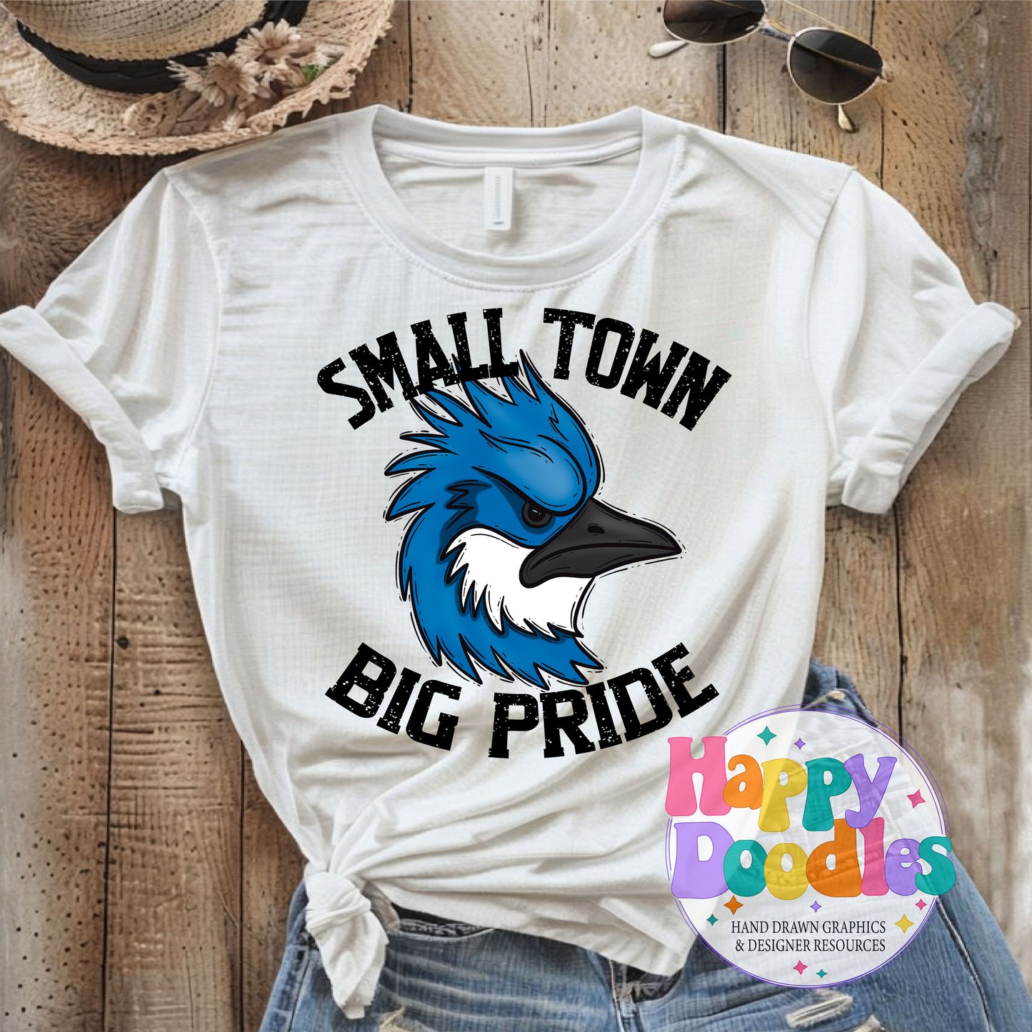 Small Town Big Pride Bluejays Printable PNG Download - Happy Doodles Designs