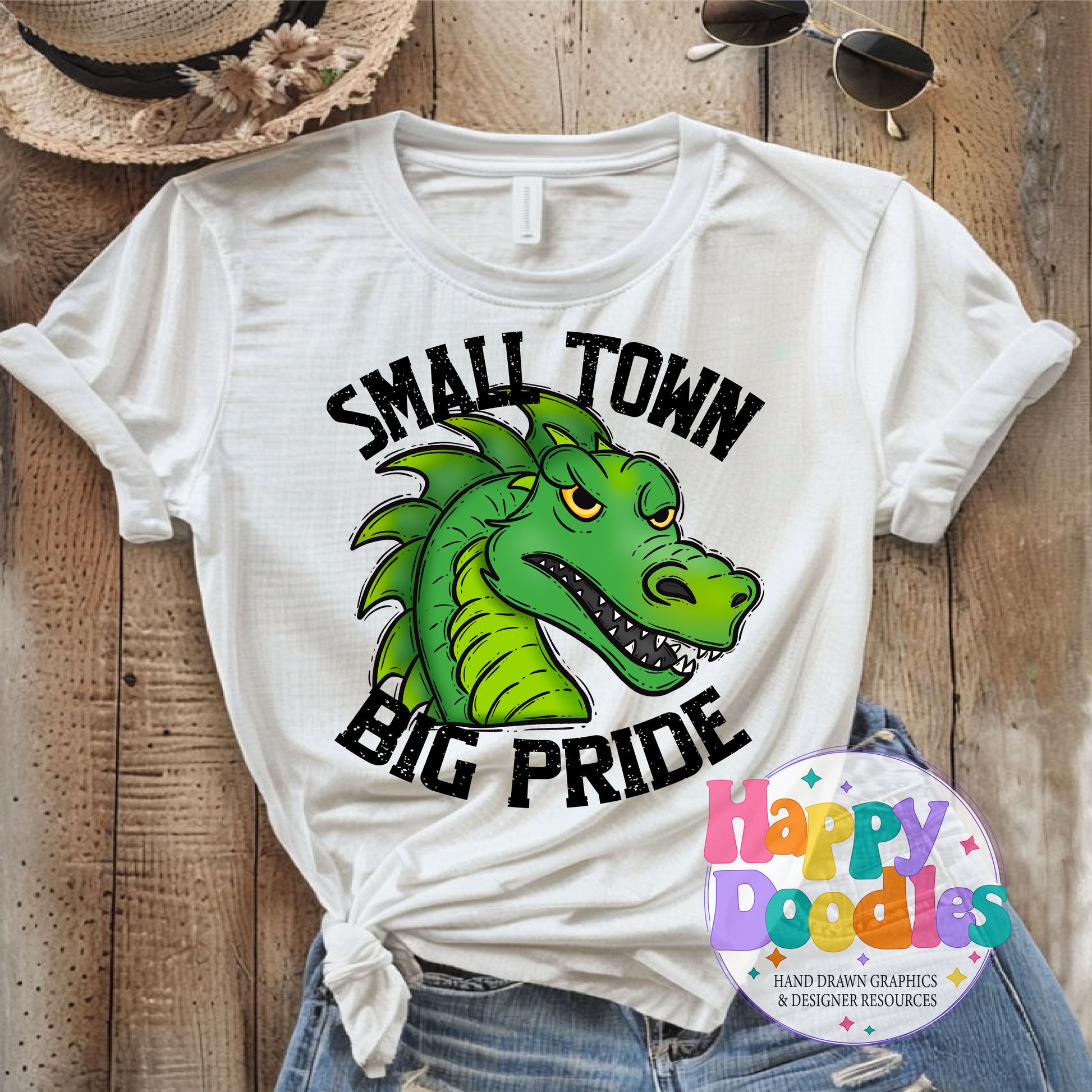 Small Town Big Pride Dragons T-Shirt Printable PNG - Happy Doodles Designs