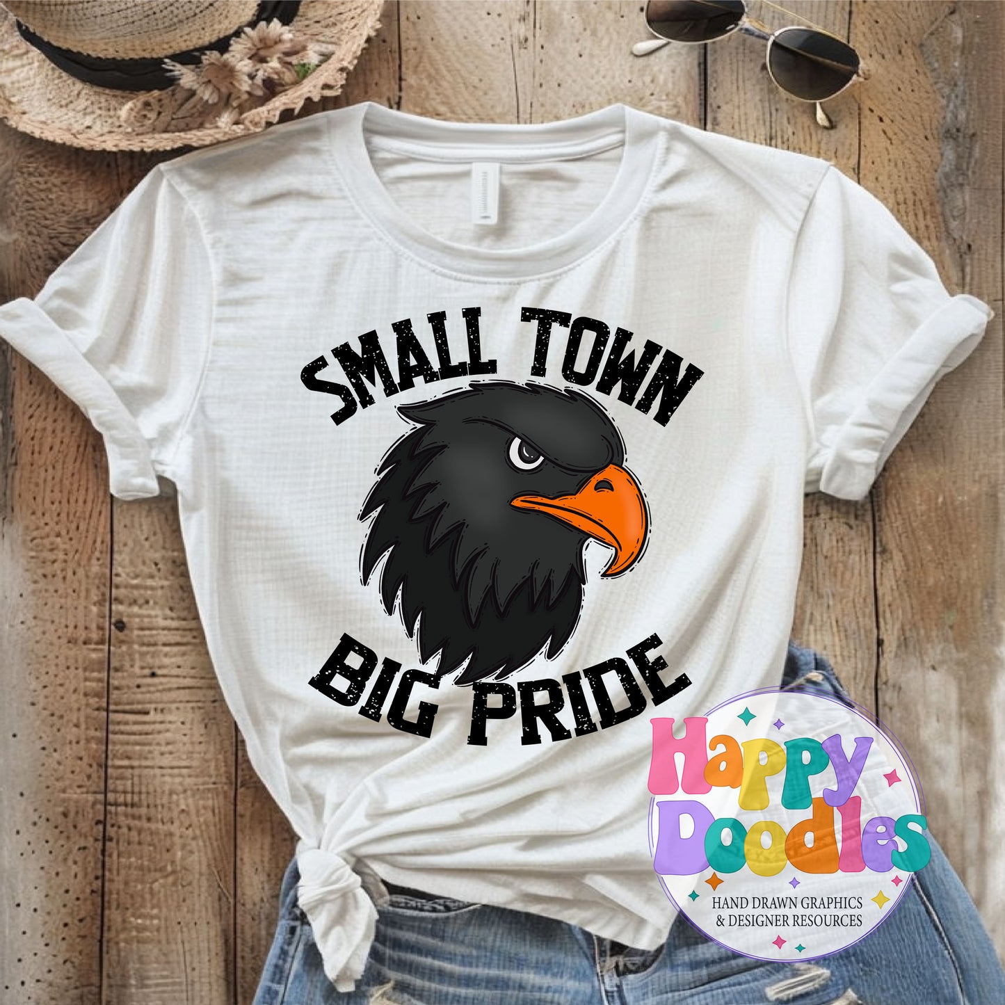 Small Town Big Pride Falcons T-Shirt Printable PNG - Happy Doodles Designs