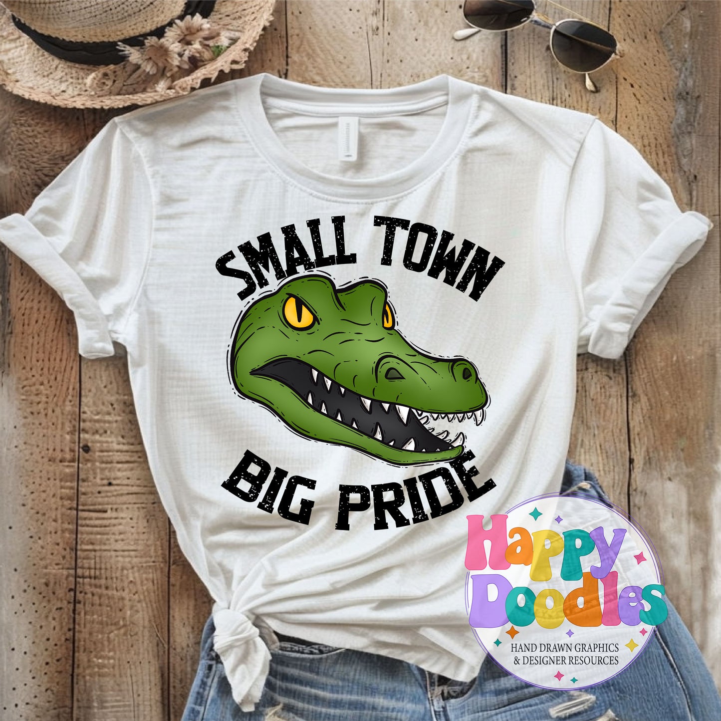 Small Town Big Pride Gators Printable PNG for Sublimation - Happy Doodles Designs