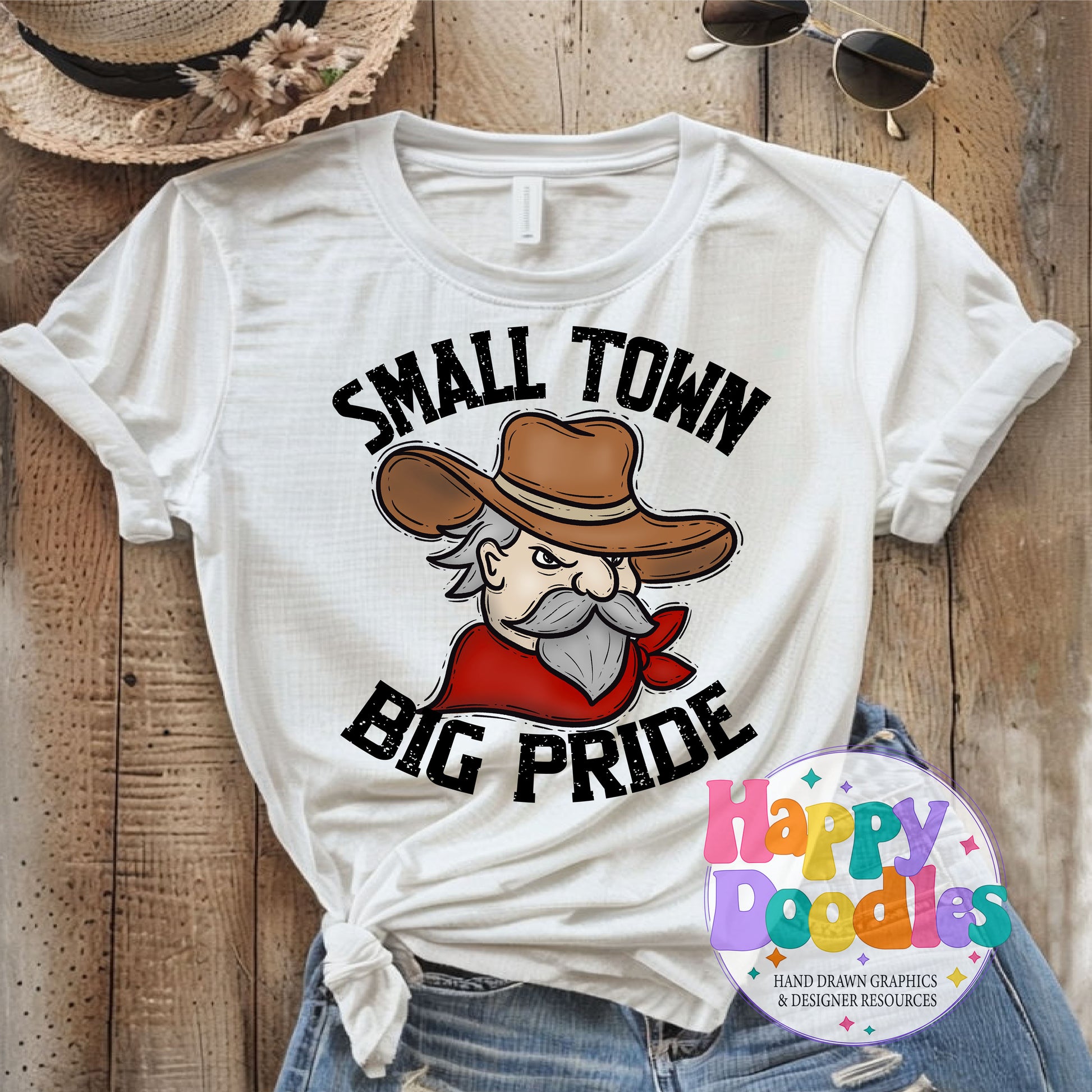 Small Town Big Pride General T-Shirt Printable PNG - Happy Doodles Designs