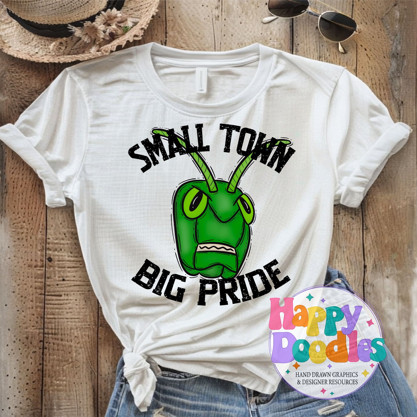 Small Town Big Pride Grasshoppers Printable PNG Design - Happy Doodles Designs