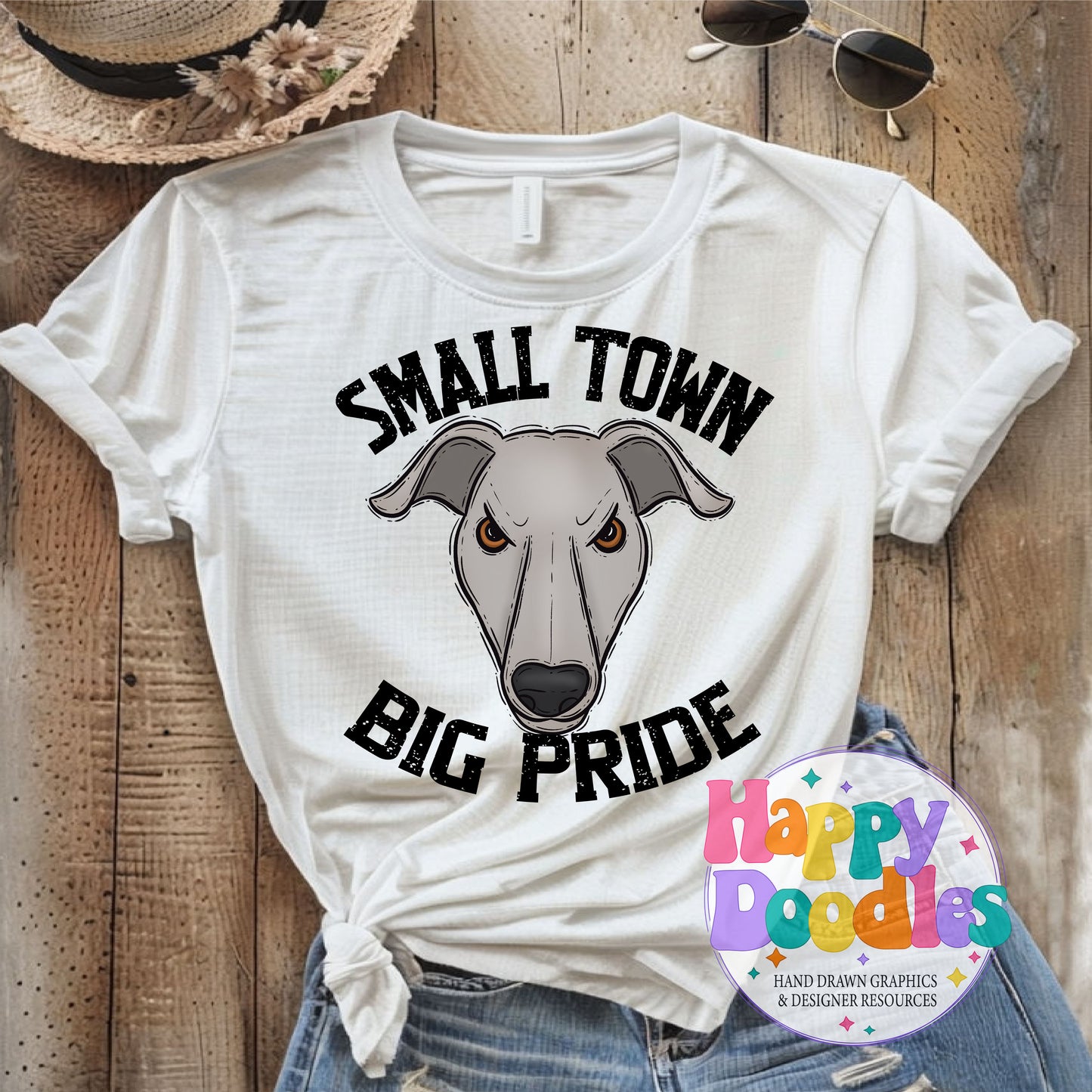 Small Town Big Pride Greyhounds DIY Printable PNG - Happy Doodles Designs