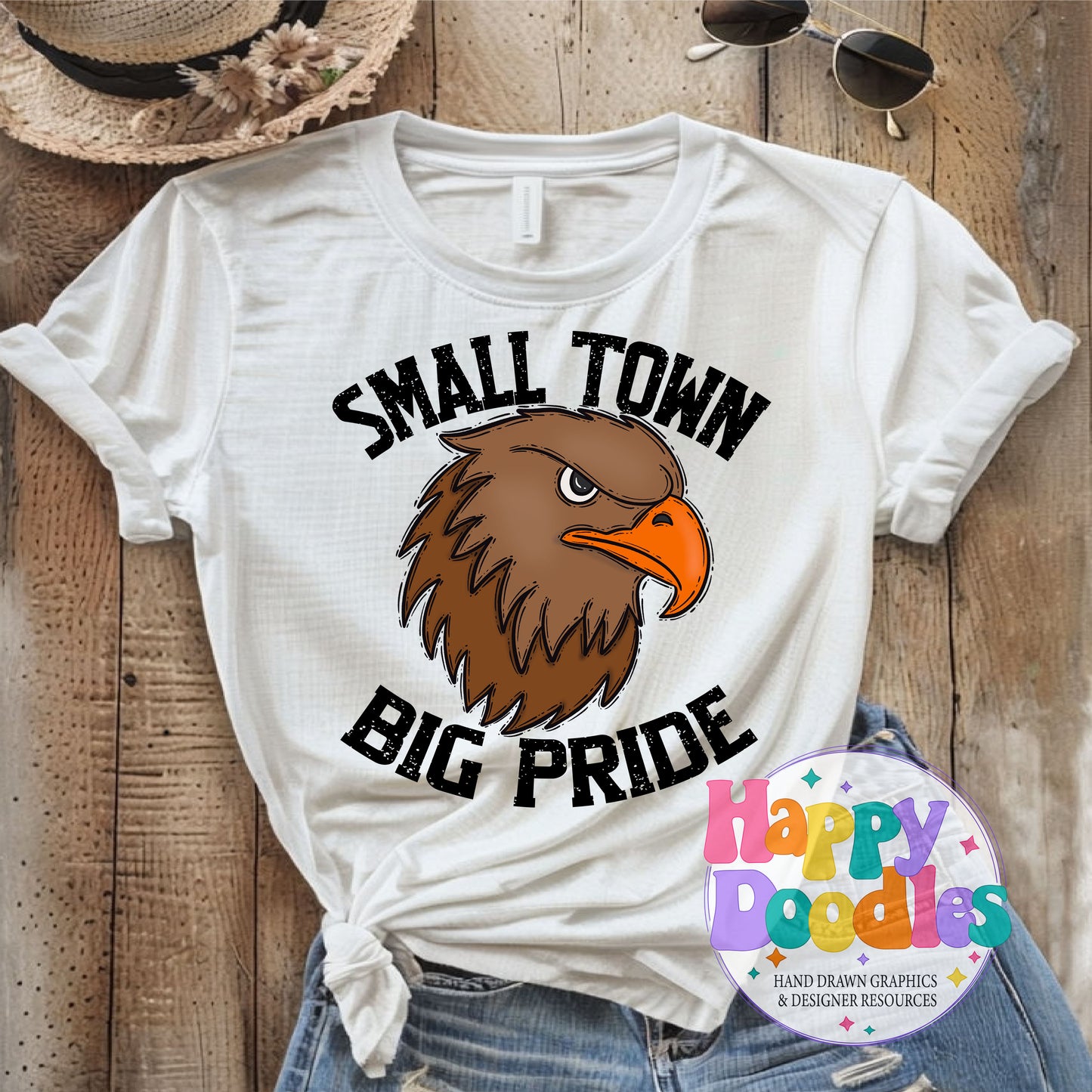 Small Town Big Pride Hawks DIY Printable PNG - Happy Doodles Designs