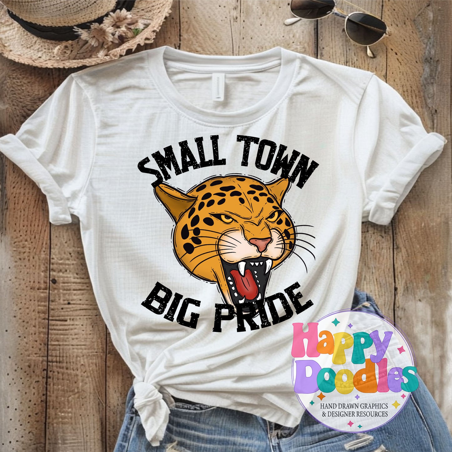 Small Town Big Pride Jaguars Printable PNG Design - Happy Doodles Designs