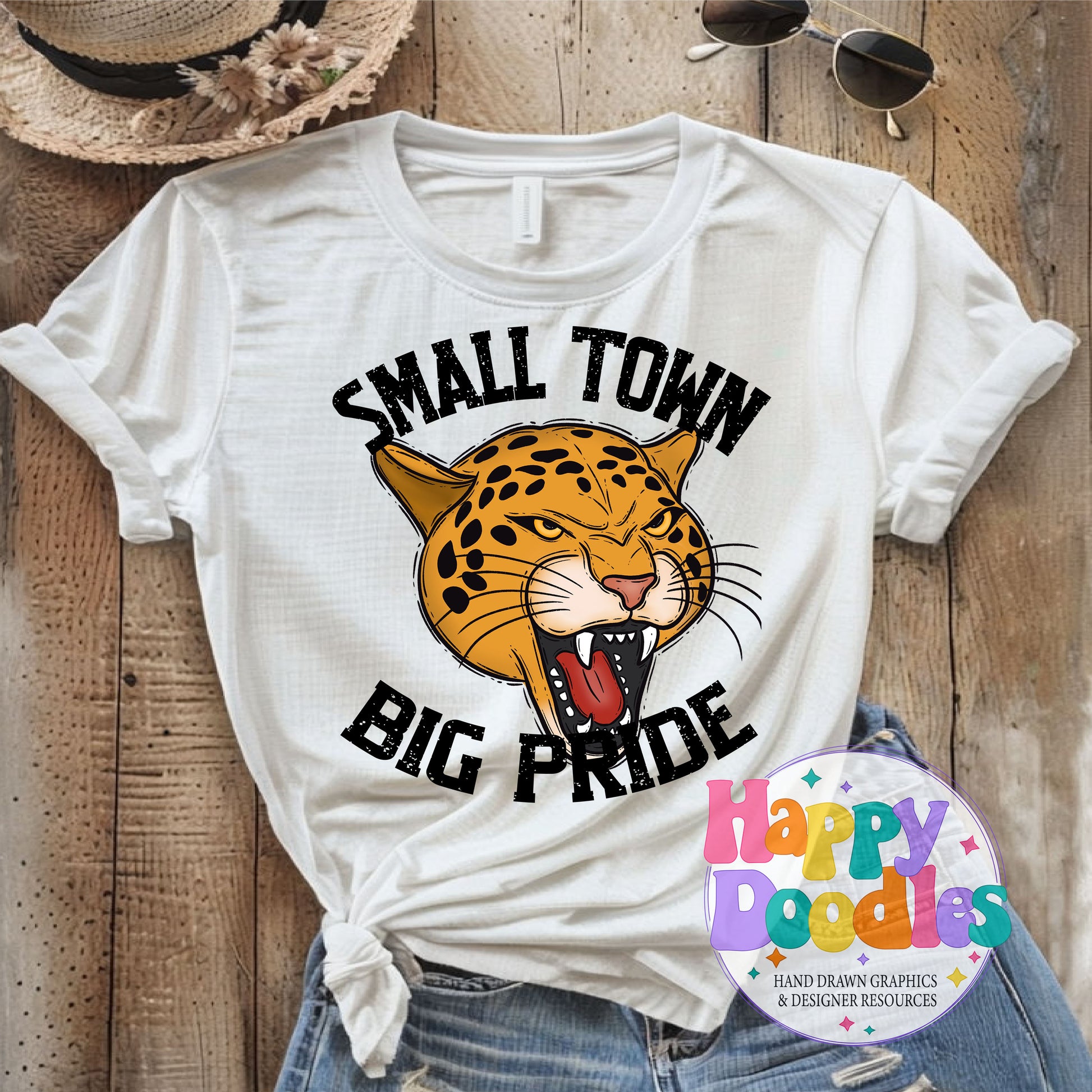 Small Town Big Pride Jaguars Printable PNG Design - Happy Doodles Designs