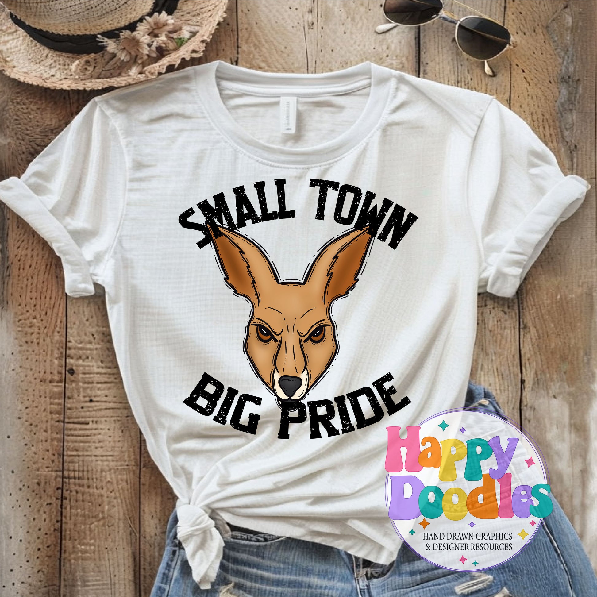 Small Town Big Pride Kangaroos Printable PNG for Sublimation - Happy Doodles Designs