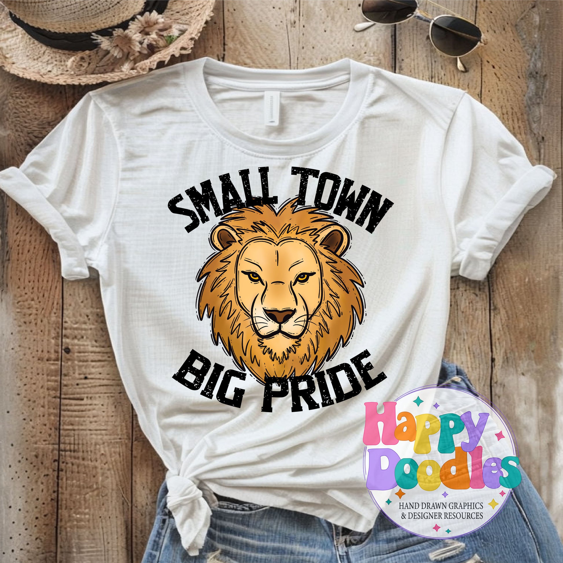 Small Town Big Pride Lion DIY Printable PNG - Happy Doodles Designs