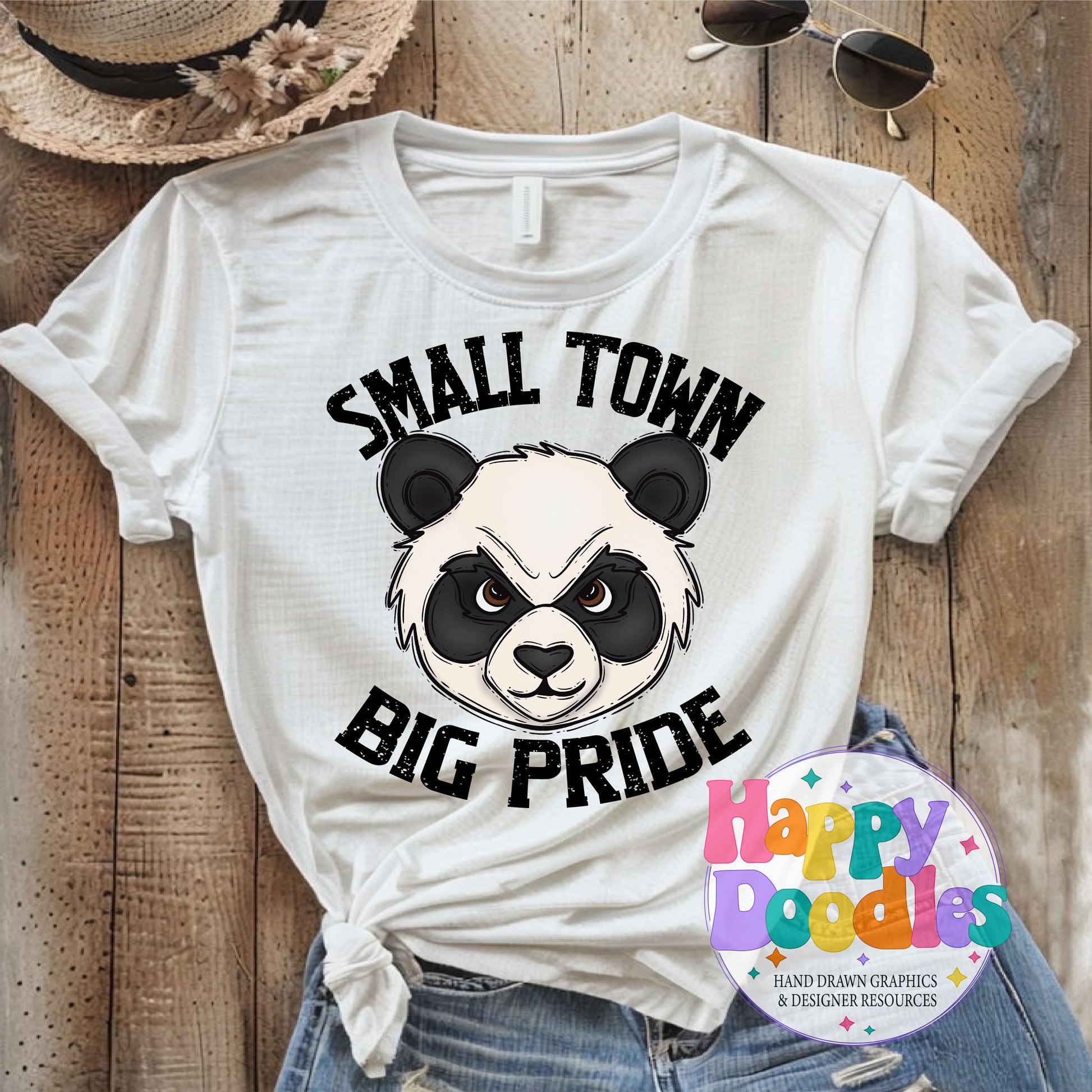 Small Town Big Pride Pandas Printable PNG Download - Happy Doodles Designs