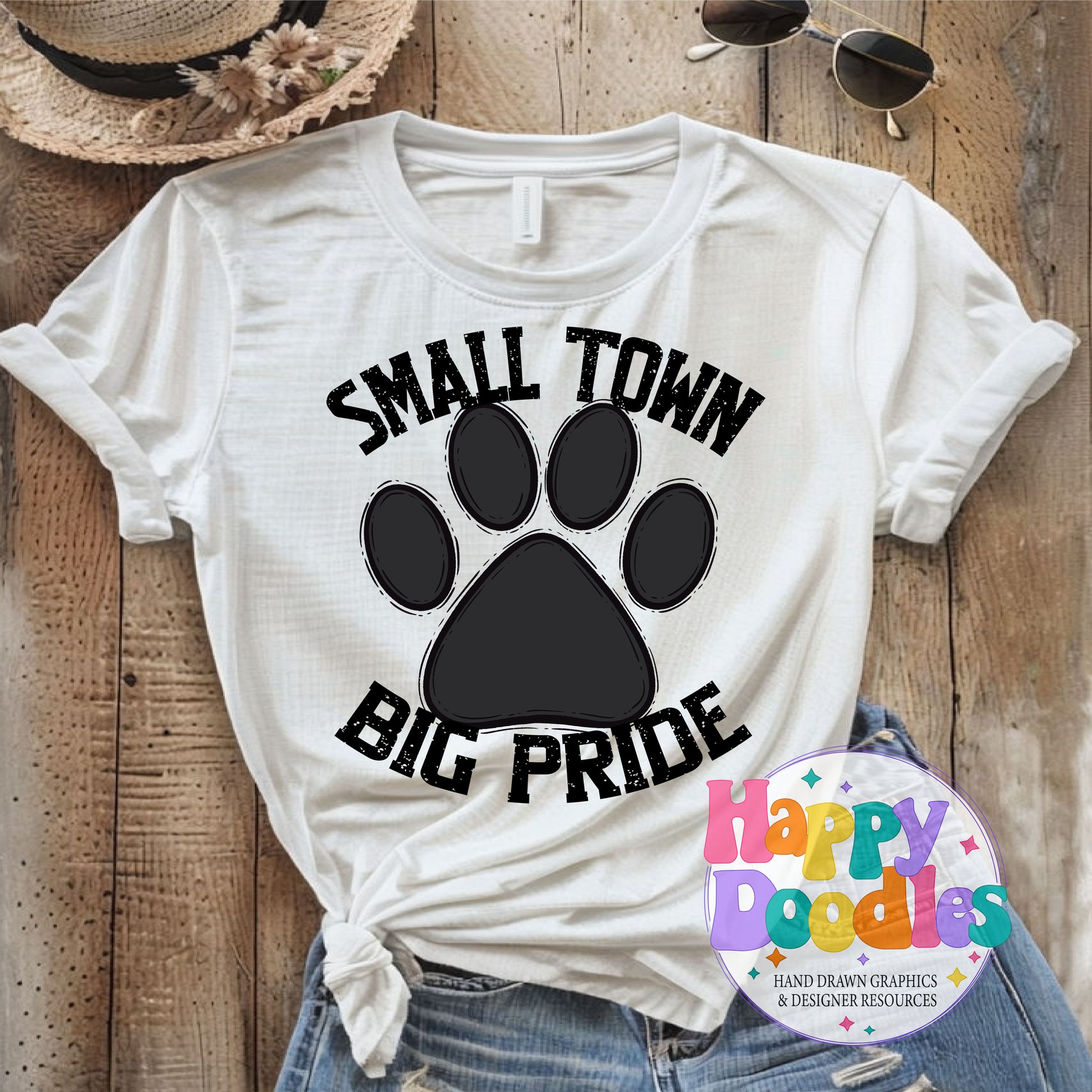 Small Town Big Pride Paw DIY Printable PNG - Happy Doodles Designs