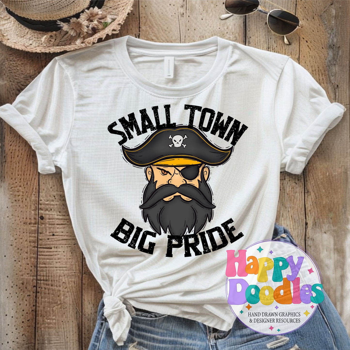 Small Town Big Pride Pirates DIY Printable PNG - Happy Doodles Designs
