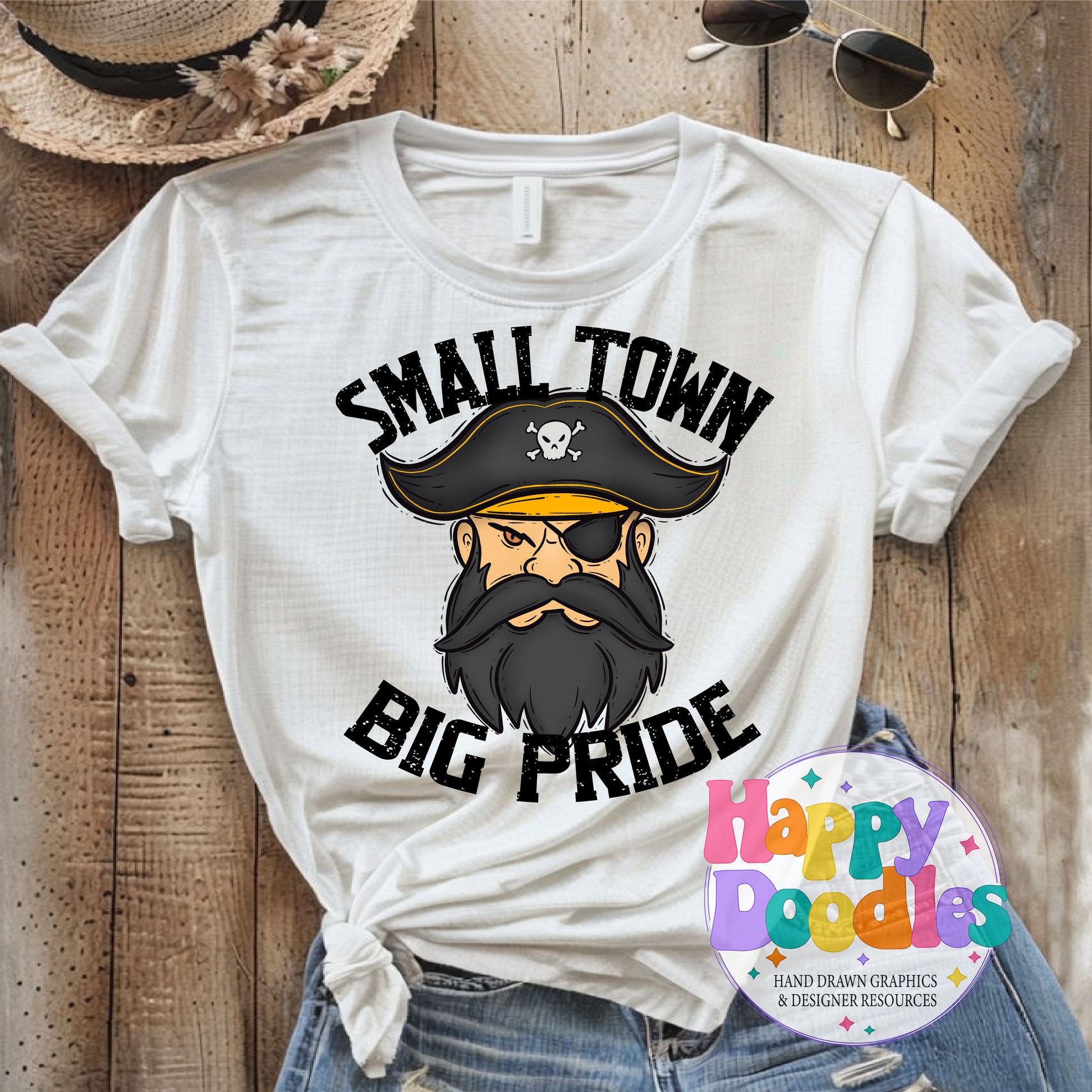 Small Town Big Pride Pirates DIY Printable PNG - Happy Doodles Designs