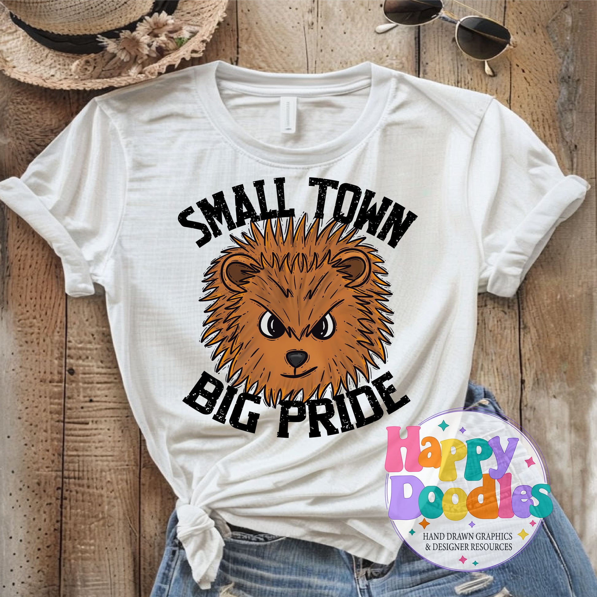 Small Town Big Pride Porcupines DIY Printable PNG - Happy Doodles Designs