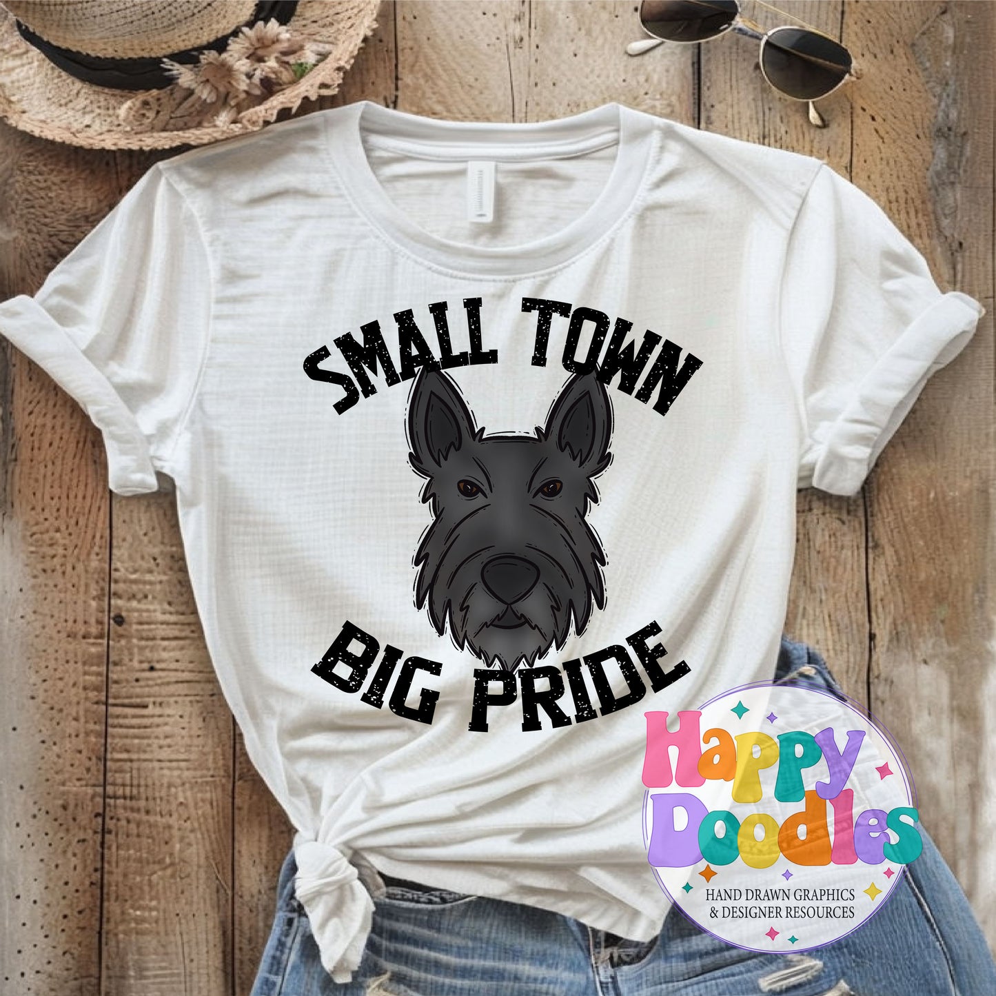 Small Town Big Pride Scottie Printable PNG Download - Happy Doodles Designs