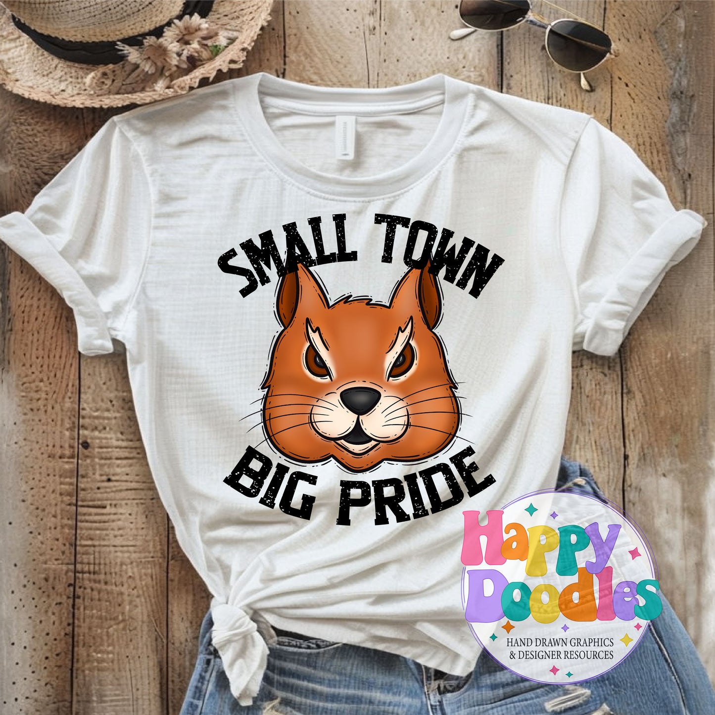 Small Town Big Pride Squirrels Printable PNG Design - Happy Doodles Designs