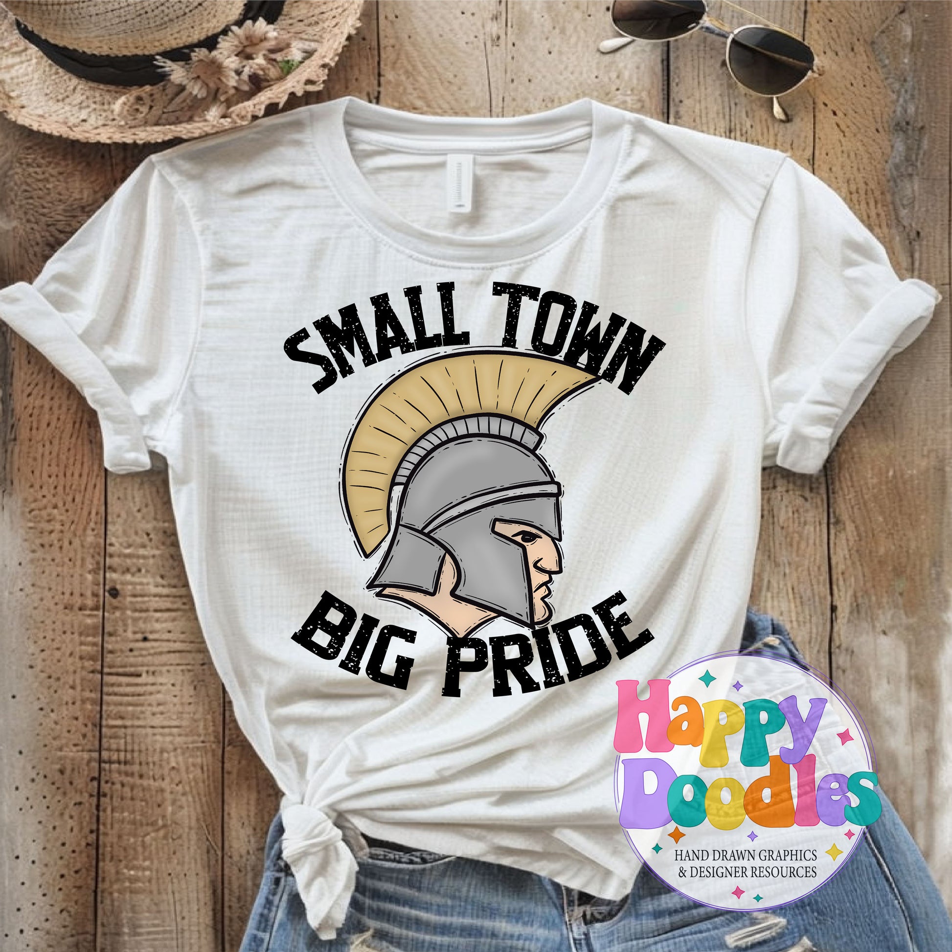 Small Town Big Pride Trojans T-Shirt Printable PNG - Happy Doodles Designs