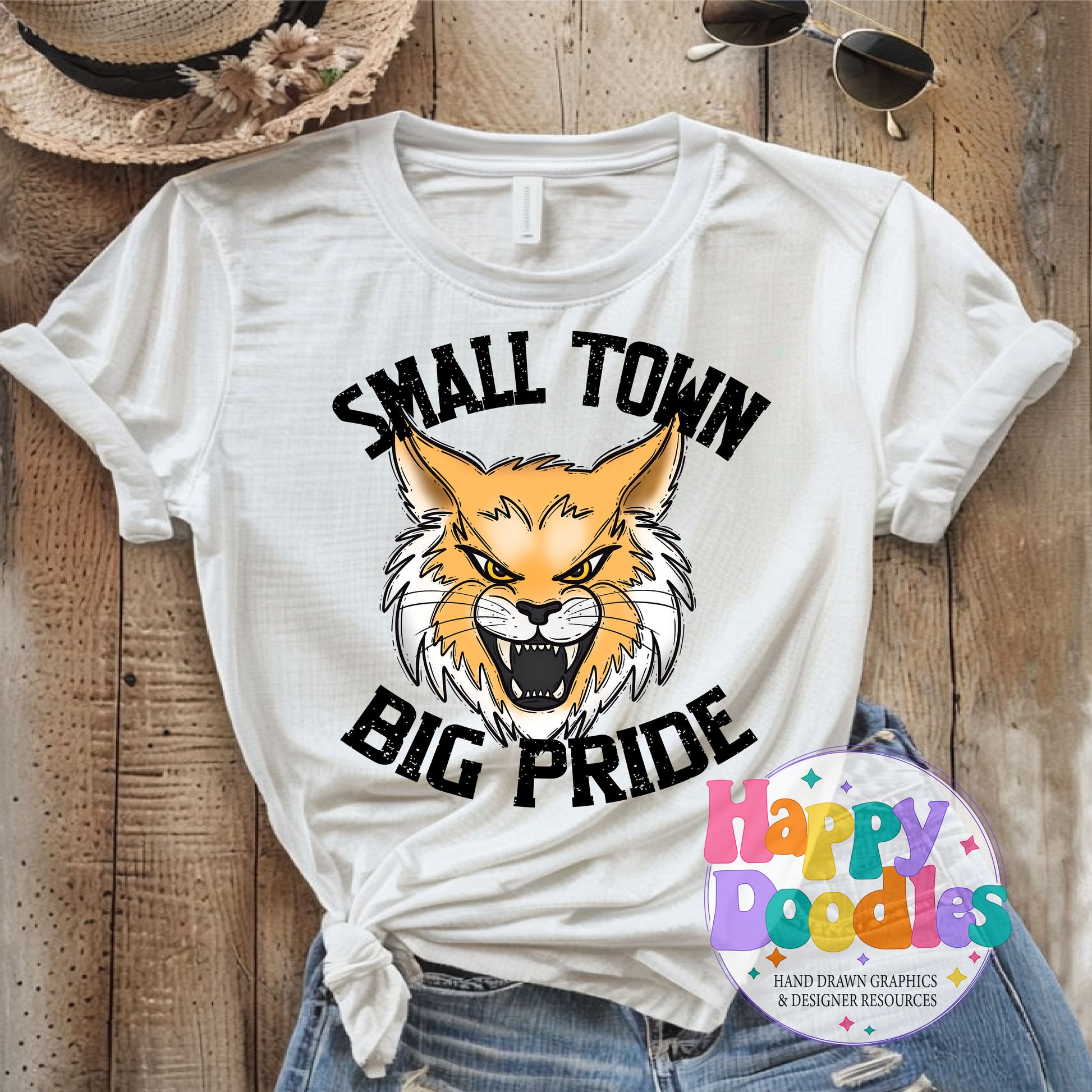 Small Town Big Pride Wildcats Printable PNG Design - Happy Doodles Designs