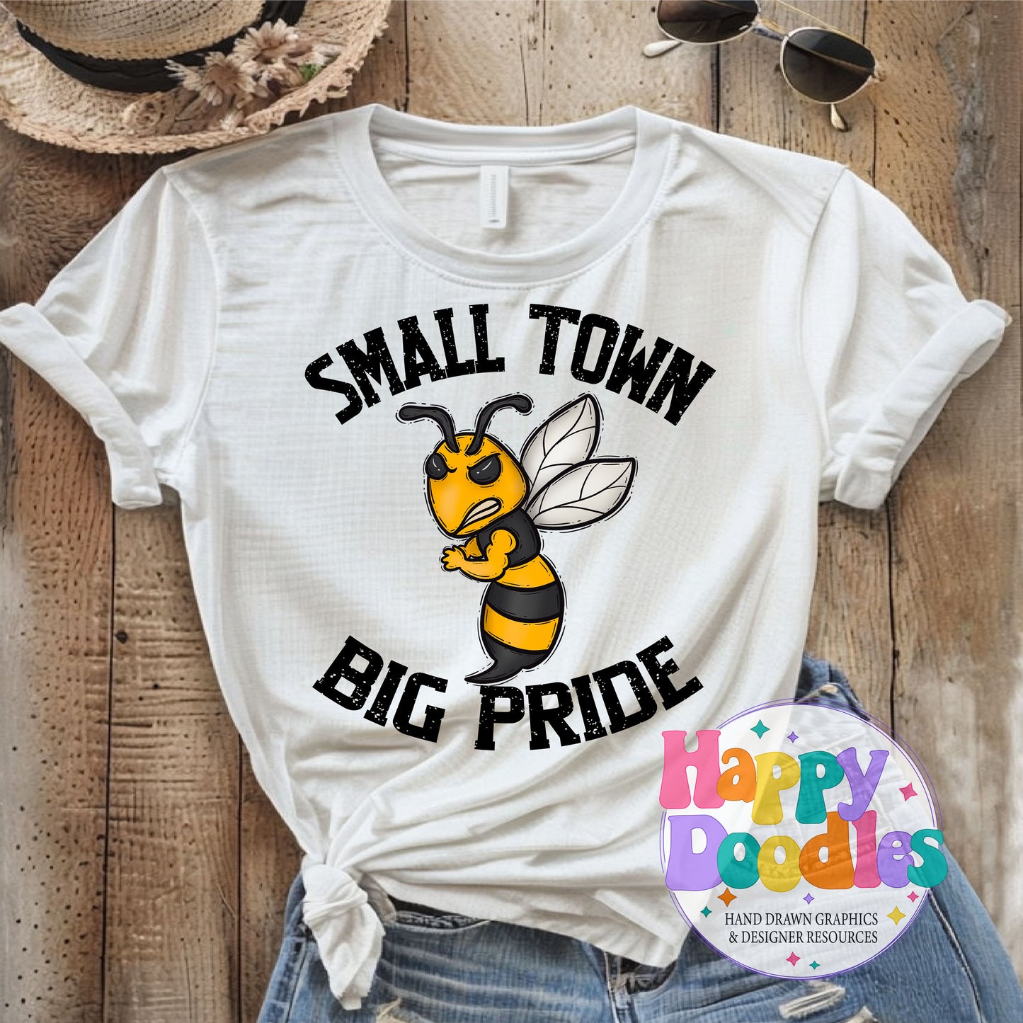 Small Town Big Pride Yellow Jackets Printable PNG Download - Happy Doodles Designs