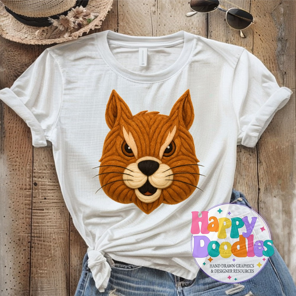 Squirel Yarn Mascot Printable PNG Download - Happy Doodles Designs