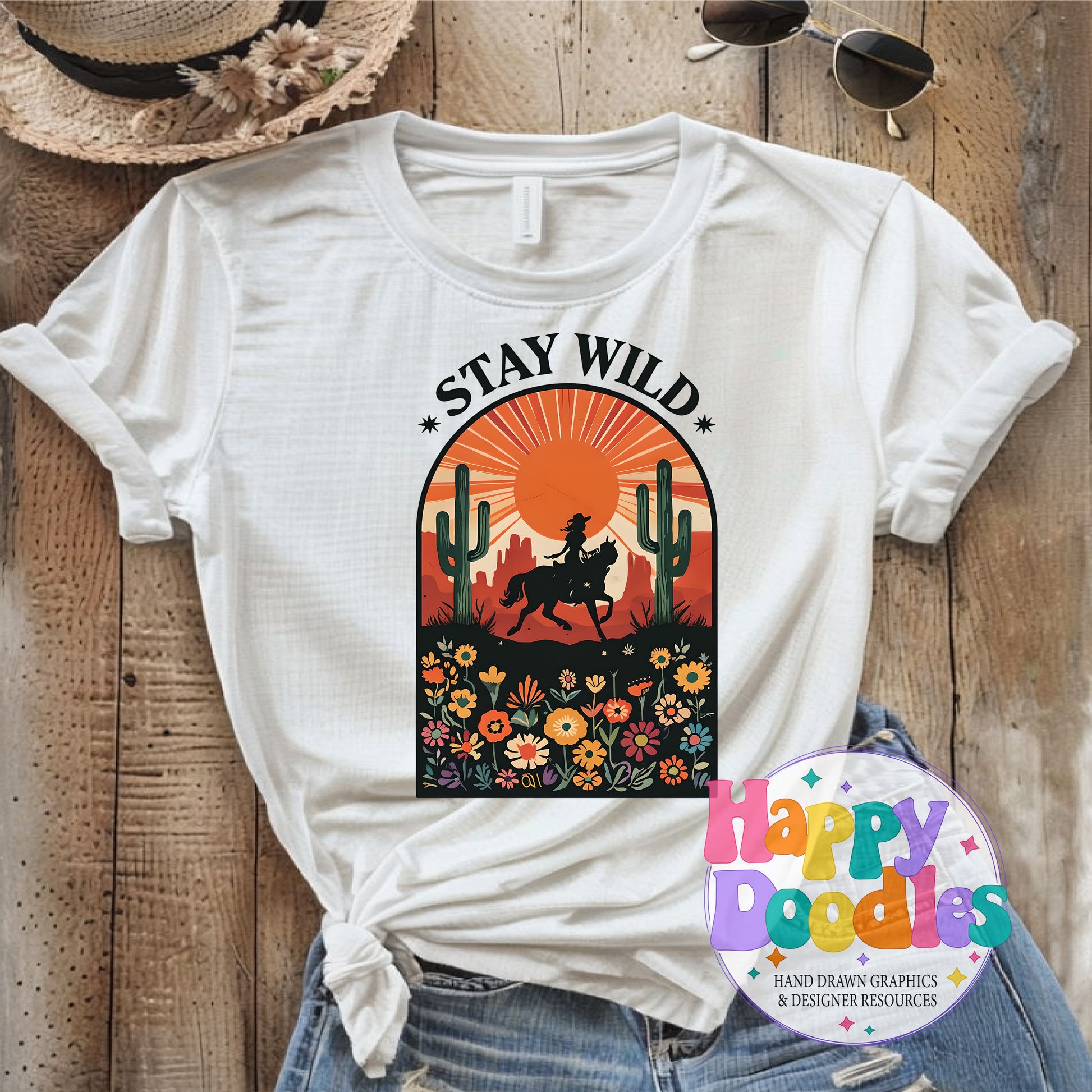 Stay Wild Cowgirl Printable PNG for Sublimation & Crafts - Happy Doodles Designs