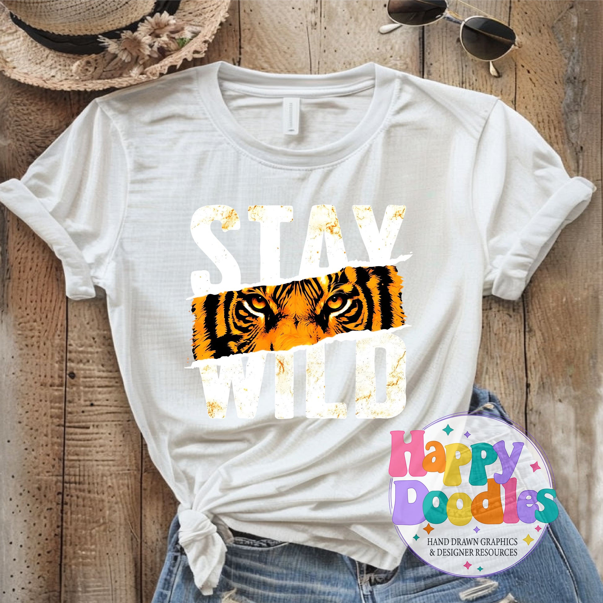 Stay Wild Tiger Printable PNG T-Shirt Design - Happy Doodles Designs