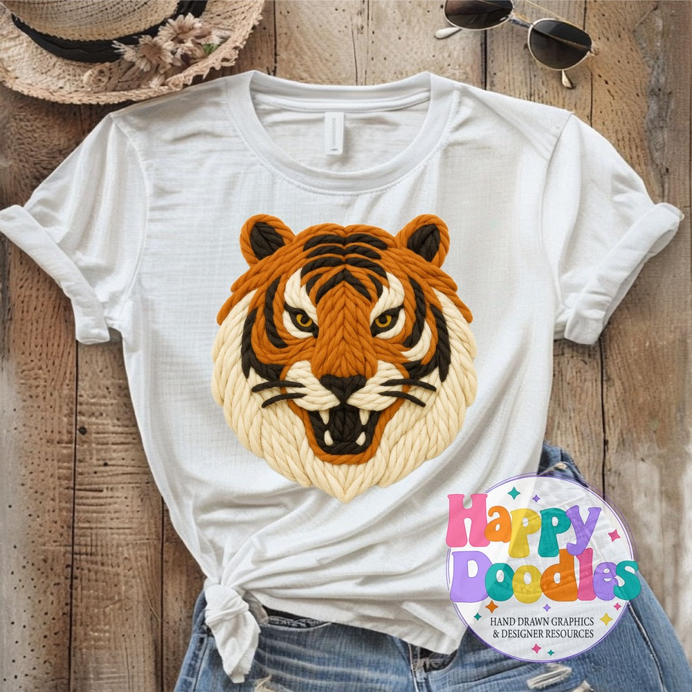 Tiger Yarn Mascot Printable Mascot PNG - Happy Doodles Designs