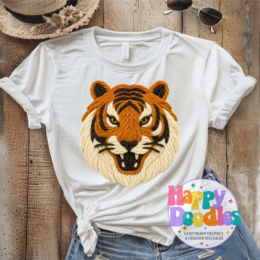 Tiger Yarn Mascot Printable Mascot PNG - Happy Doodles Designs