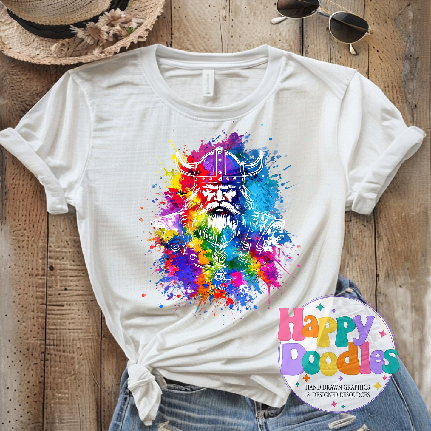 Viking Paint Splash DIY Printable T-Shirt Design - Happy Doodles Designs