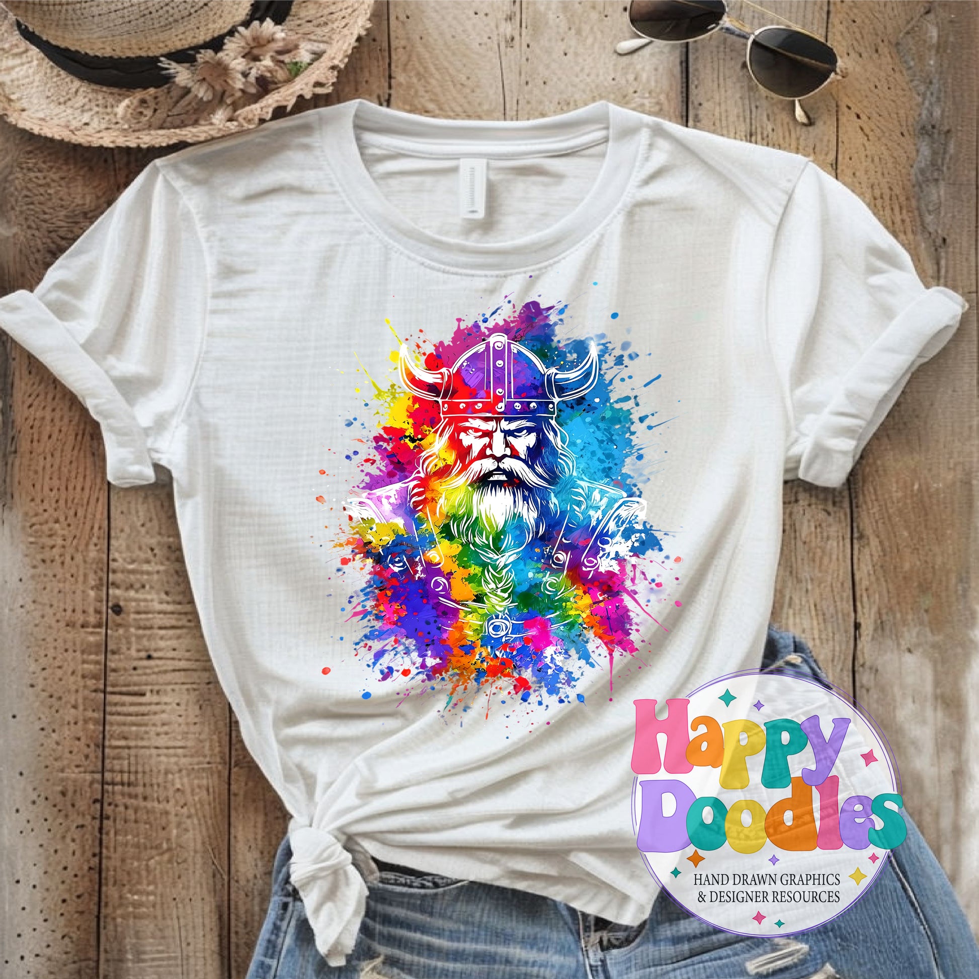 Viking Paint Splash DIY Printable T-Shirt Design - Happy Doodles Designs