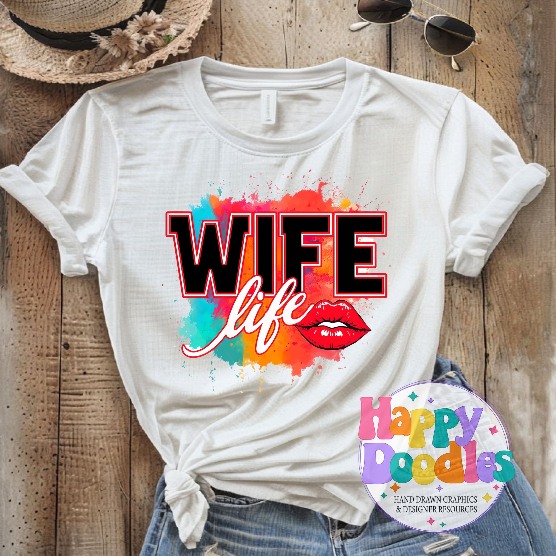 Wife Life T-Shirt Printable PNG Download - Happy Doodles Designs
