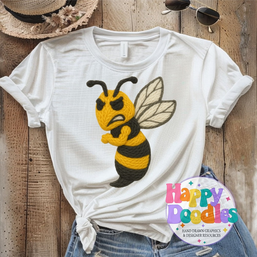 Yellow Jacket Hornet Yarn Mascot Printable PNG Clipart - Happy Doodles Designs