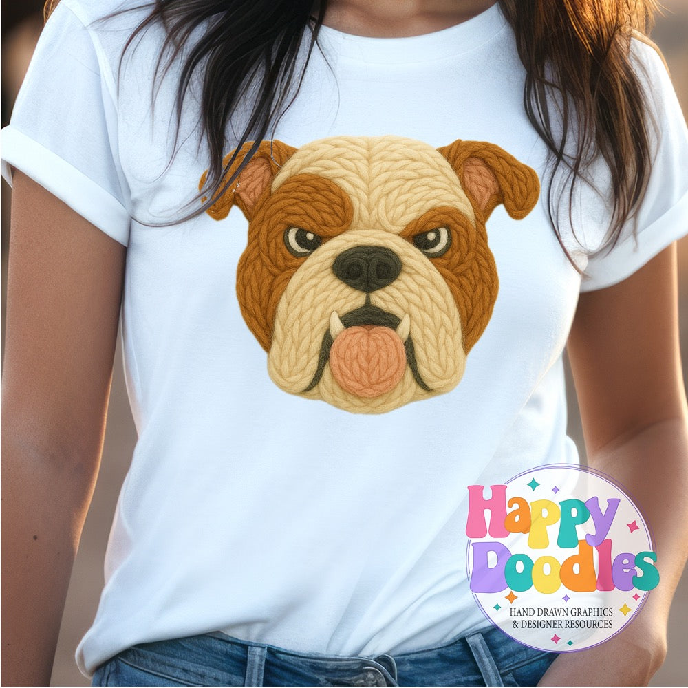 Bulldog Yarn Mascot High Resolution PNG Clip Art - Happy Doodles Designs