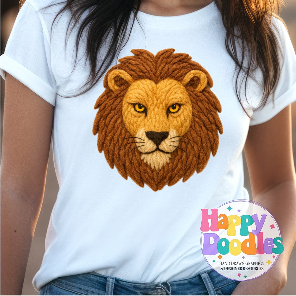 Lion Yarn Mascot Printable Mascot PNG - Happy Doodles Designs