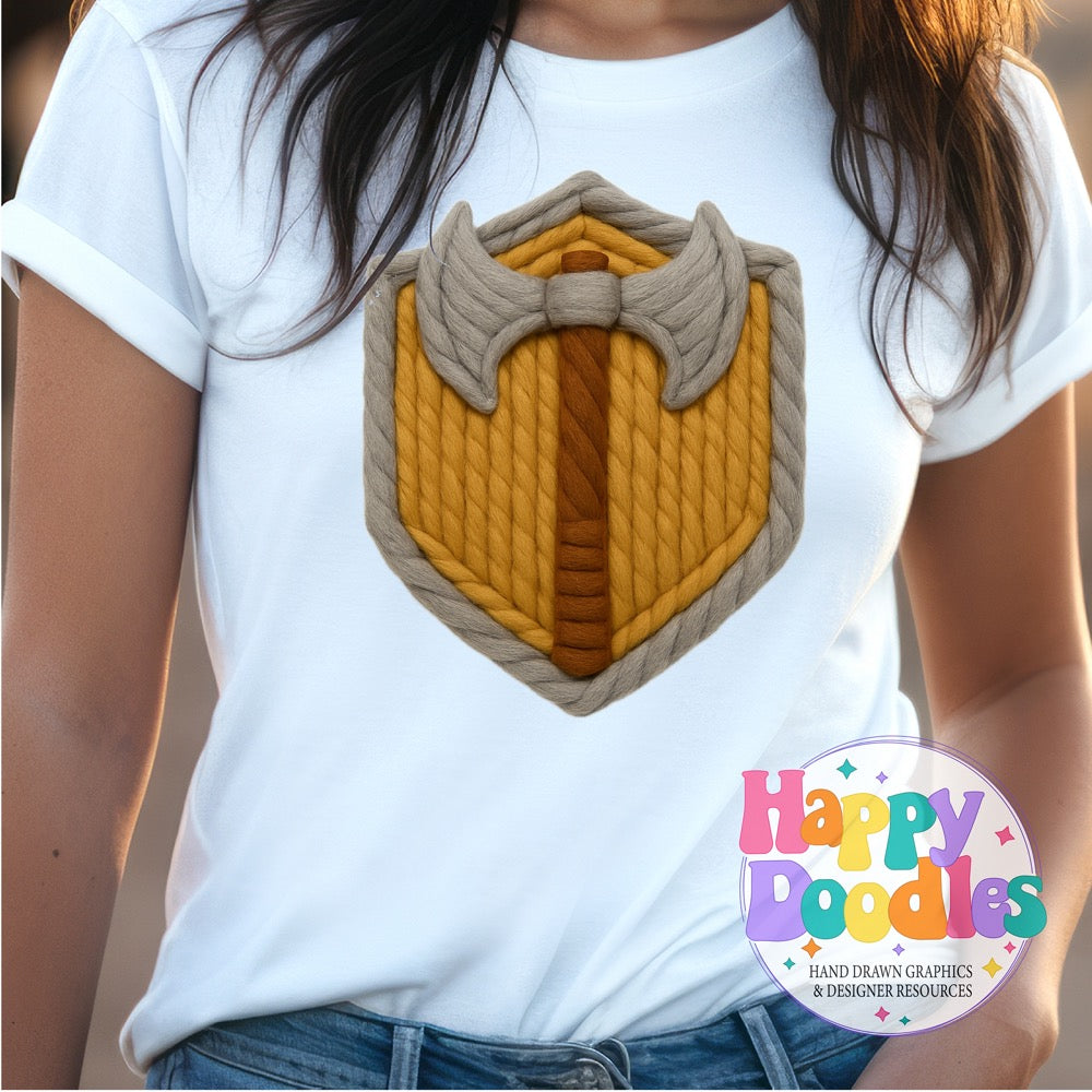 Barbarian Yarn Mascot Printable PNG Clipart - Happy Doodles Designs